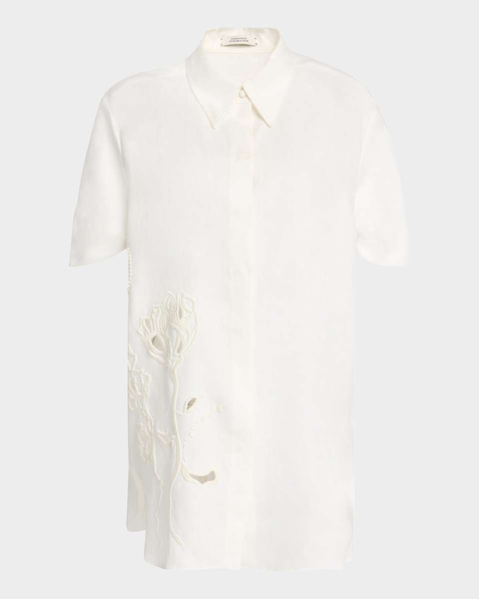 Embroidered Beauty Button-Down Blouse